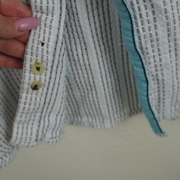 Carbon2Cobalt Blue Striped Button-Up Shirt XL Lightweight Cotton Casual Style - Picture 10 of 13